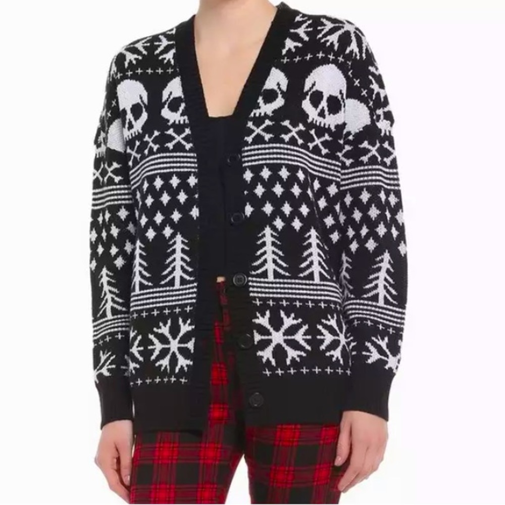 Fair Isle OVERSIZED Skull Cardigan XXL - Holiday